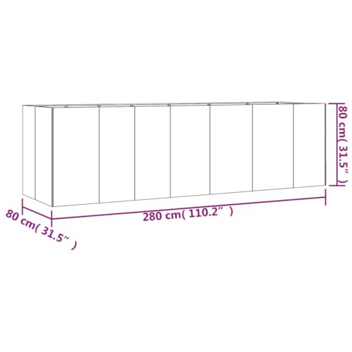 AUVYI Metall Hochbeet Pflanzkübel – Rost-Optik, Gartenbeet für Gemüse & Kräuter, 280×80×80 cm Indoor/Outdoor