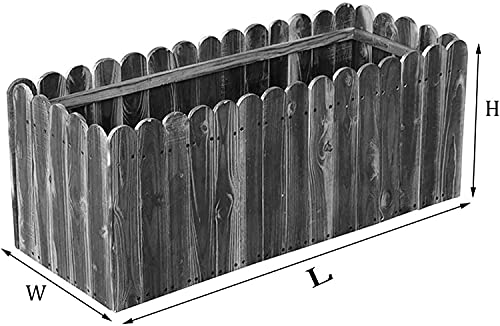 Hochbeet Pflanzkasten mit Regal – Massivholz karbonisiert, rechteckig, Outdoor Gemüse- & Blumenbeet, stabil & formfest