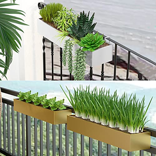 Extra langer Metall Pflanzkasten 150×20×13 cm – hängender Blumenkasten Weiß für Balkon, Garten & Terrasse