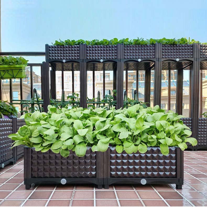 Hoher Blumenkasten für draußen – Anthrazit Pflanzbeet für Balkon & Terrasse, flexibel aufstellbar, modern