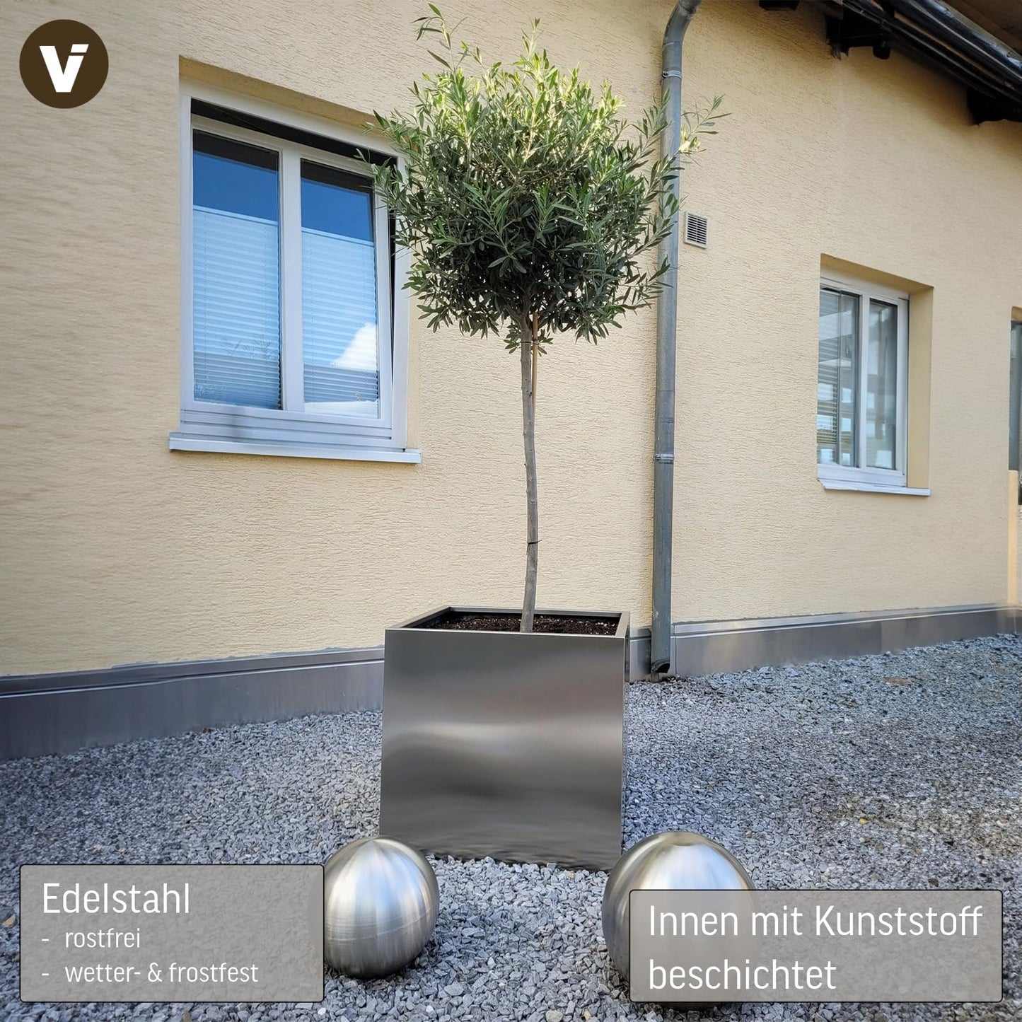 Edelstahl Pflanzkübel 60×60×60 cm – wetterfest & frostsicher, modernes Design für Garten & Terrasse
