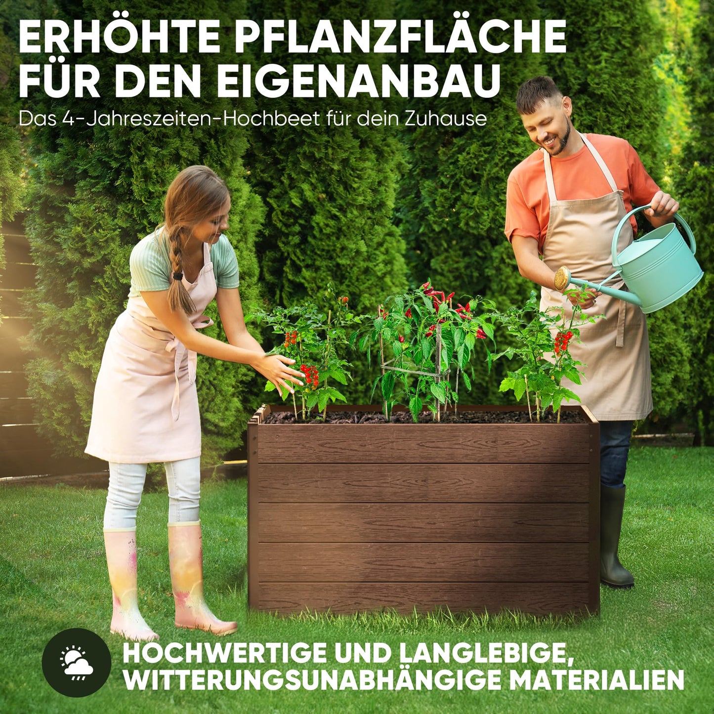 Truly Timber Hochbeet WPC 166×85×71 cm – langlebig, Woody-Look, Komplettset mit vorgebohrten Löchern