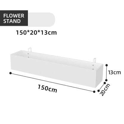 Extra langer Metall Pflanzkasten 150×20×13 cm – hängender Blumenkasten Weiß für Balkon, Garten & Terrasse