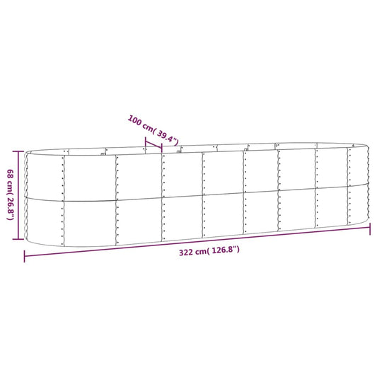 XXL Hochbeet Pflanzkasten Silber Metall – 322×100×68 cm, erhöhtes Gartenbeet für Gemüse & Blumen, robust