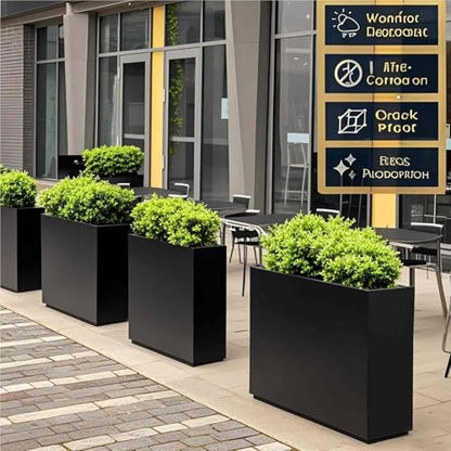 Rechteck Pflanzgefäß aus verzinktem Stahl – robust & wetterfest für Terrasse/Veranda, keine Montage nötig