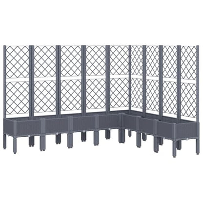 Pflanzkübel mit Rankgitter – 200×160×142 cm, großer Blumenkasten Grau für Garten, Terrasse & Kletterpflanzen