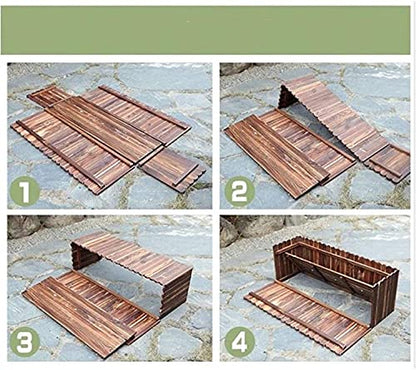 Hochbeet Pflanzkasten mit Regal – Massivholz karbonisiert, rechteckig, Outdoor Gemüse- & Blumenbeet, stabil & formfest