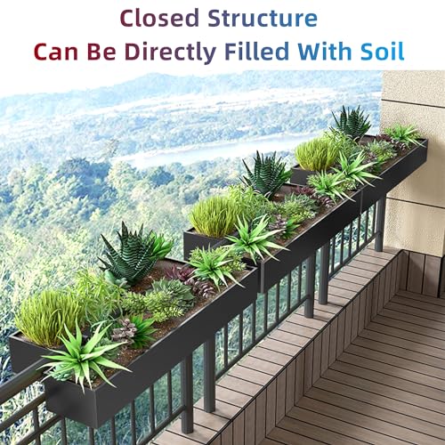 Extra langer Metall Pflanzkasten 150×20×13 cm – hängender Blumenkasten Weiß für Balkon, Garten & Terrasse