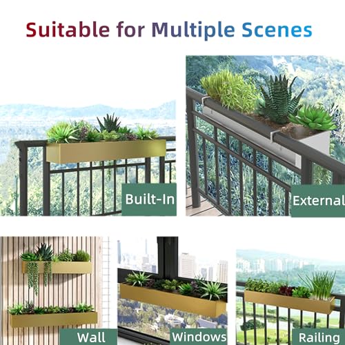 Extra langer Metall Pflanzkasten 150×20×13 cm – hängender Blumenkasten Weiß für Balkon, Garten & Terrasse