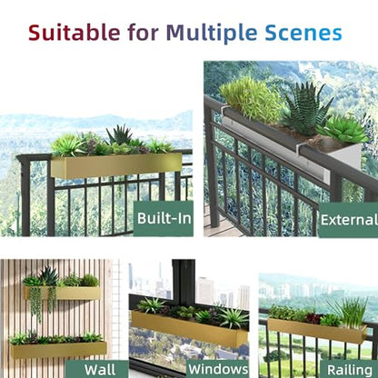 Extra langer Metall Pflanzkasten 150×20×13 cm – hängender Blumenkasten Weiß für Balkon, Garten & Terrasse