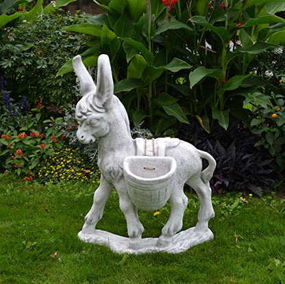 Esel Pflanzgefäß mit Körben – Steinguss 86 cm, frostsicher, 2 Körbe je 2 L, Garten Deko für Außen