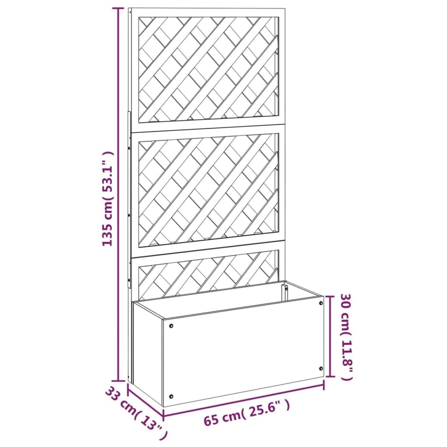 2er Set Hochbeet mit Spalier – vertikaler Pflanzkasten Grau 65×33×135 cm für Kletterpflanzen, Blumen & Gemüse