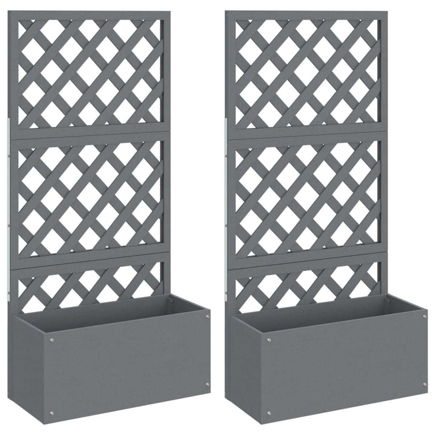 2er Set Hochbeet mit Spalier – vertikaler Pflanzkasten Grau 65×33×135 cm für Kletterpflanzen, Blumen & Gemüse