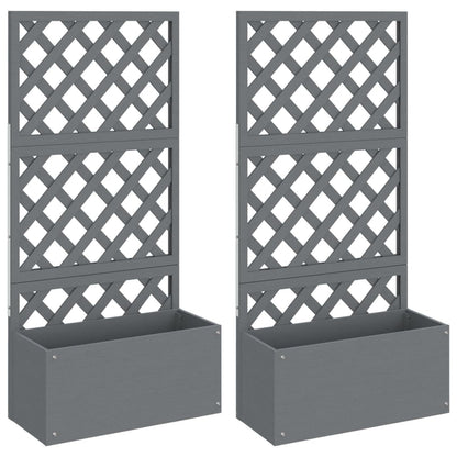 2er Set Hochbeet mit Spalier – vertikaler Pflanzkasten Grau 65×33×135 cm für Kletterpflanzen, Blumen & Gemüse