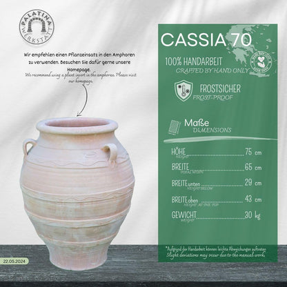 Terracotta Amphore Pflanzkübel 70 cm – handgefertigt, winterfest, dekorativer Pflanztopf für Innen & Außen