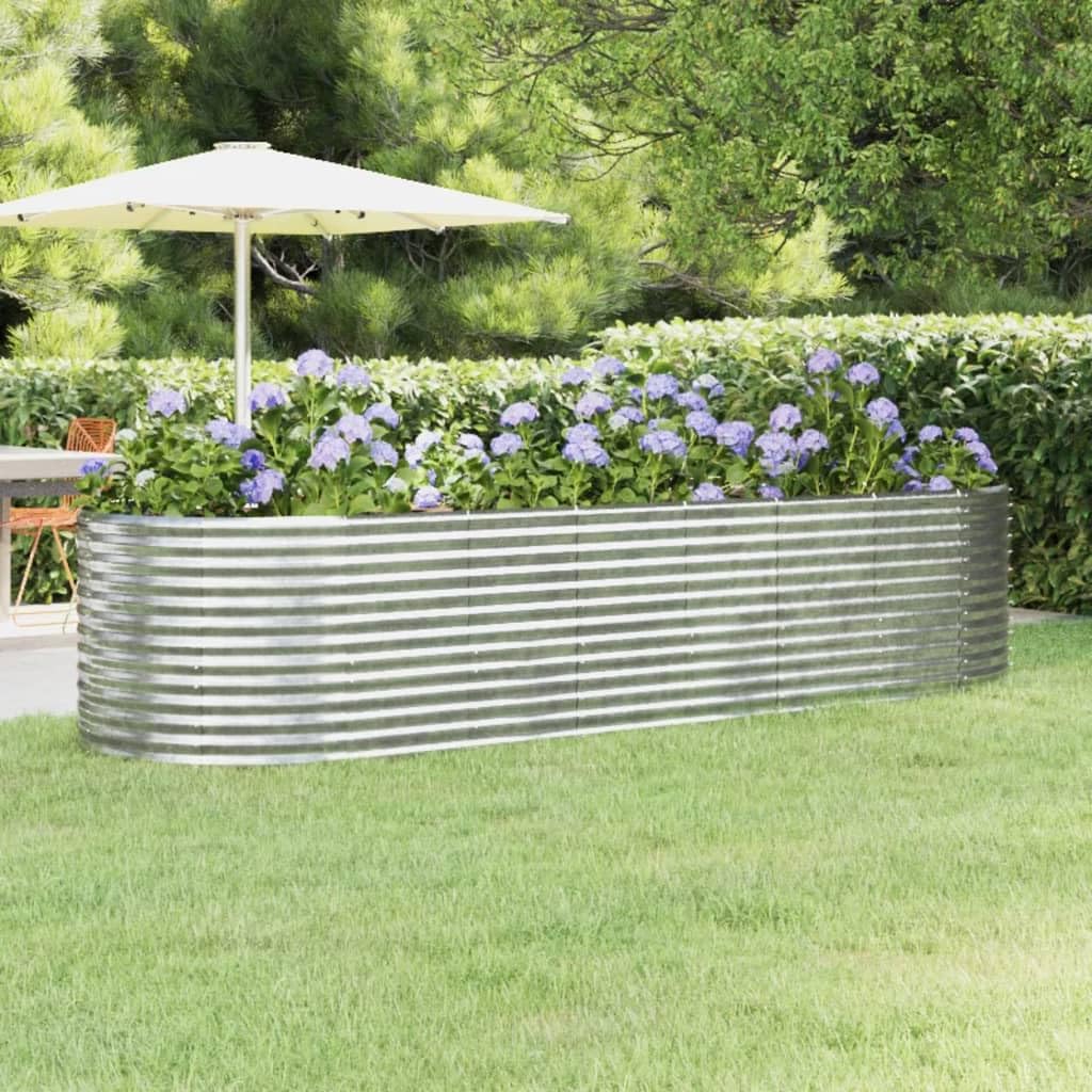 XXL Hochbeet Pflanzkasten Silber Metall – 322×100×68 cm, erhöhtes Gartenbeet für Gemüse & Blumen, robust