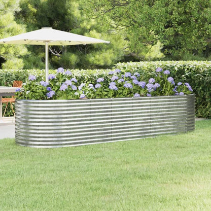 XXL Hochbeet Pflanzkasten Silber Metall – 322×100×68 cm, erhöhtes Gartenbeet für Gemüse & Blumen, robust