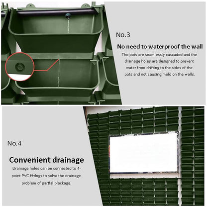 Vertikales Wand-Pflanzsystem mit Selbstbewässerung – stapelbar, Innen & Außen, moderne Pflanzenwand