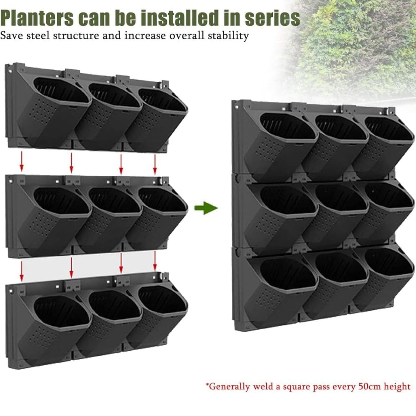 36er Wand-Pflanzkasten Set mit Selbstbewässerung – Outdoor/Indoor, hängende Pflanzwand für Blumen & Kräuter