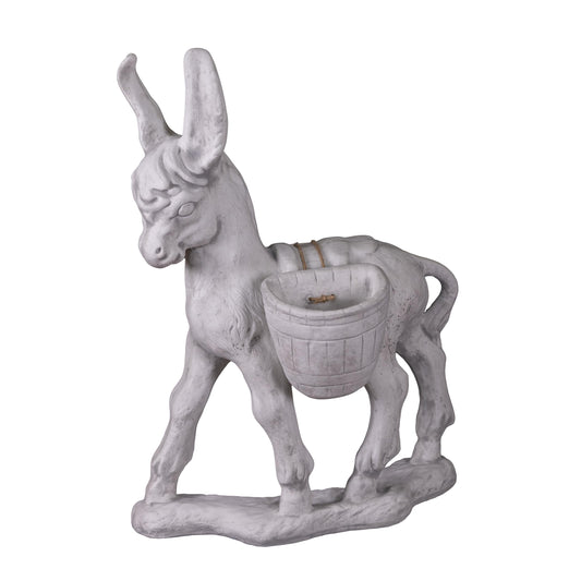 Esel Pflanzgefäß mit Körben – Steinguss 86 cm, frostsicher, 2 Körbe je 2 L, Garten Deko für Außen