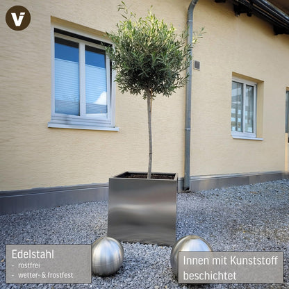 Edelstahl Pflanzkübel 60×60×60 cm – wetterfest & frostsicher, modernes Design für Garten & Terrasse