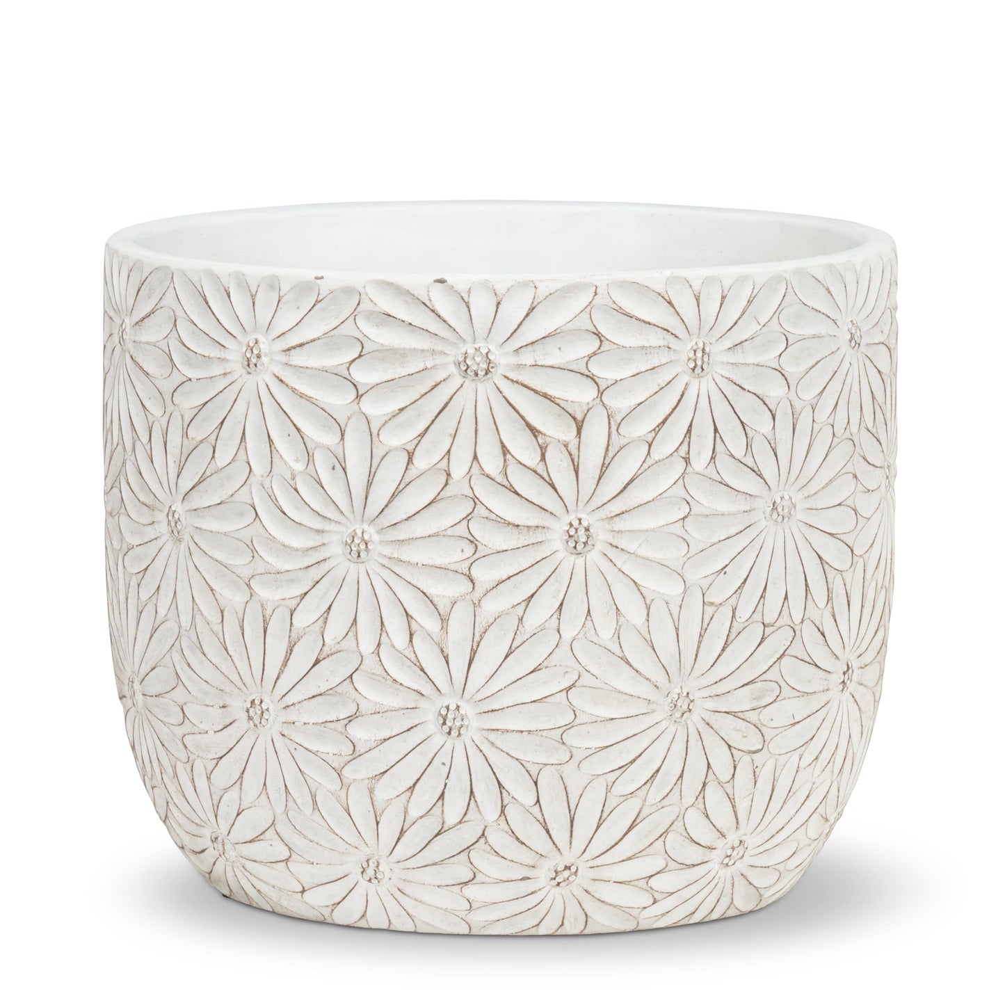 Abbott Collection Gänseblümchen Pflanzgefäße 2er Set – Zement/Fiberglas, Weiß, dekorativ für Indoor/Outdoor