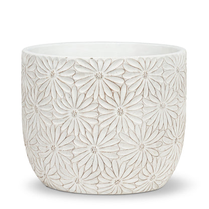 Abbott Collection Gänseblümchen Pflanzgefäße 2er Set – Zement/Fiberglas, Weiß, dekorativ für Indoor/Outdoor