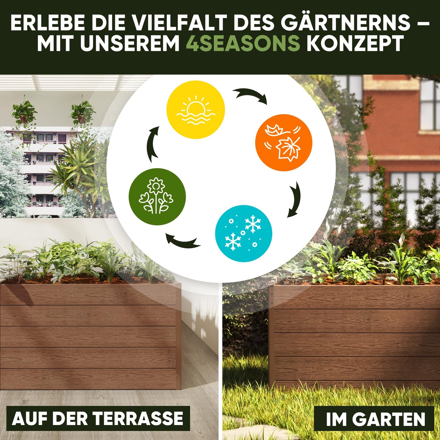 Truly Timber Hochbeet WPC 166×85×71 cm – langlebig, Woody-Look, Komplettset mit vorgebohrten Löchern