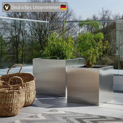 Edelstahl Pflanzkübel 60×60×60 cm – wetterfest & frostsicher, modernes Design für Garten & Terrasse
