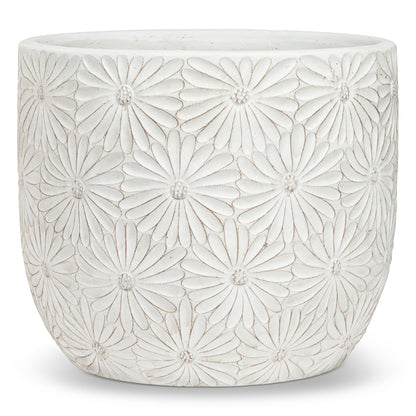 Abbott Collection Gänseblümchen Pflanzgefäße 2er Set – Zement/Fiberglas, Weiß, dekorativ für Indoor/Outdoor
