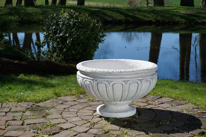 Massive Pflanzschale aus Steinguss – 110 L, 49 cm hoch, frostsicher & wetterfest, Garten Pflanzgefäß