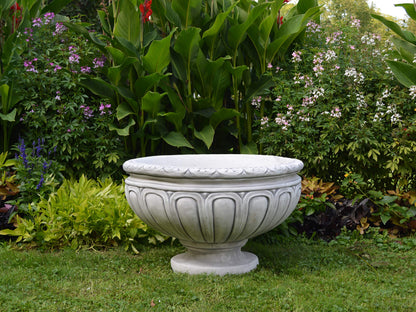 Massive Pflanzschale aus Steinguss – 110 L, 49 cm hoch, frostsicher & wetterfest, Garten Pflanzgefäß