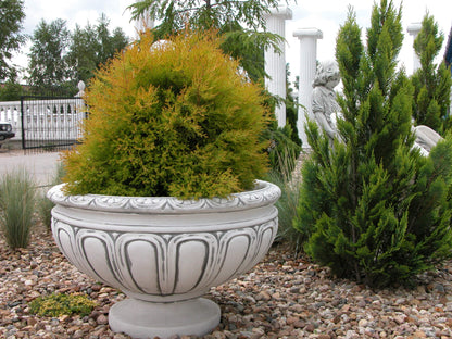 Massive Pflanzschale aus Steinguss – 110 L, 49 cm hoch, frostsicher & wetterfest, Garten Pflanzgefäß