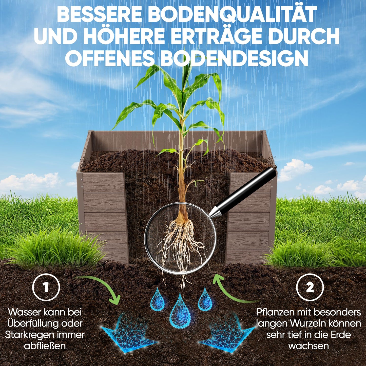 Truly Timber Hochbeet WPC 166×85×71 cm – langlebig, Woody-Look, Komplettset mit vorgebohrten Löchern